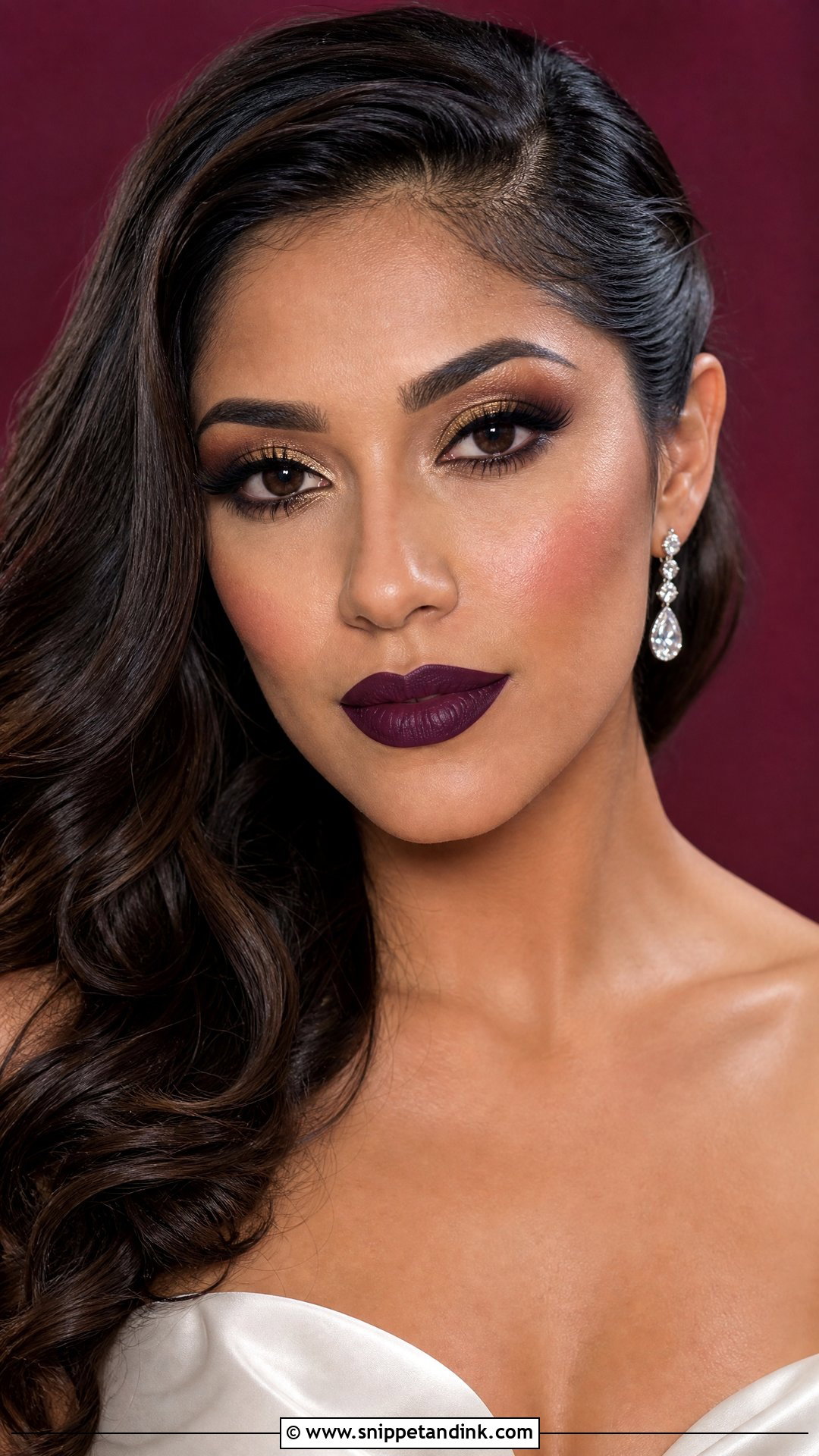 Heavy Bridal Makeup With Dark Lip - Snippet and Ink - 20 Heavy Bridal Makeup Ideas