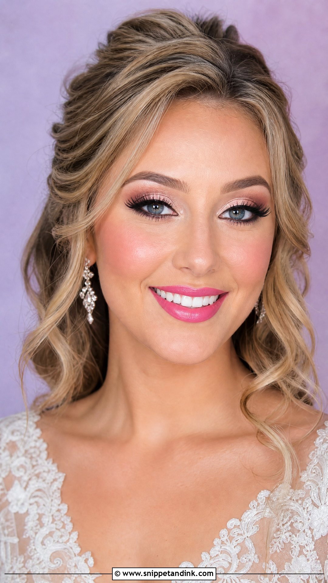 Heavy Bridal Makeup With Pink Lip - Snippet and Ink - 20 Heavy Bridal Makeup Ideas