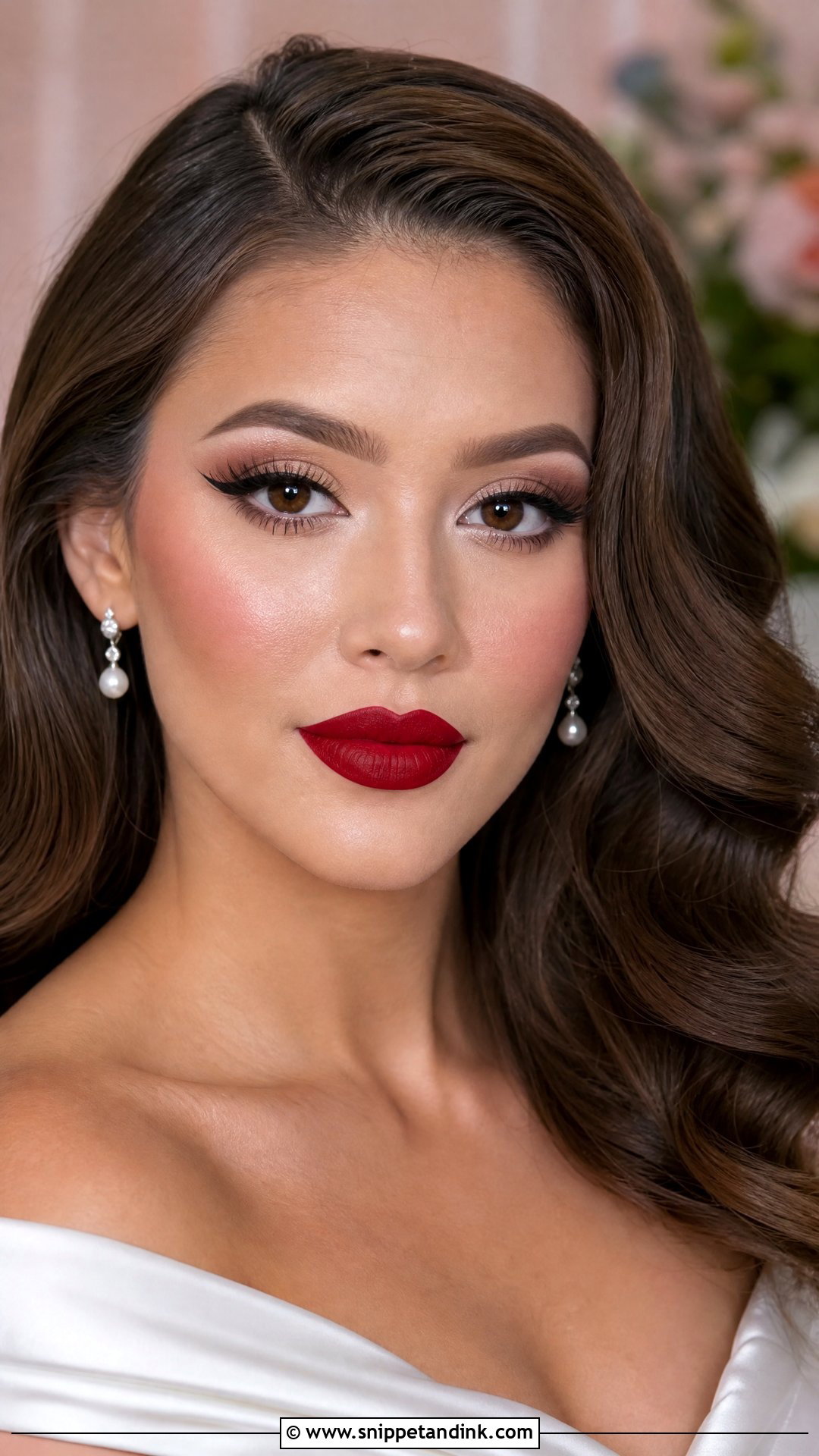 Heavy Bridal Makeup With Red Lip - Snippet and Ink - 20 Heavy Bridal Makeup Ideas