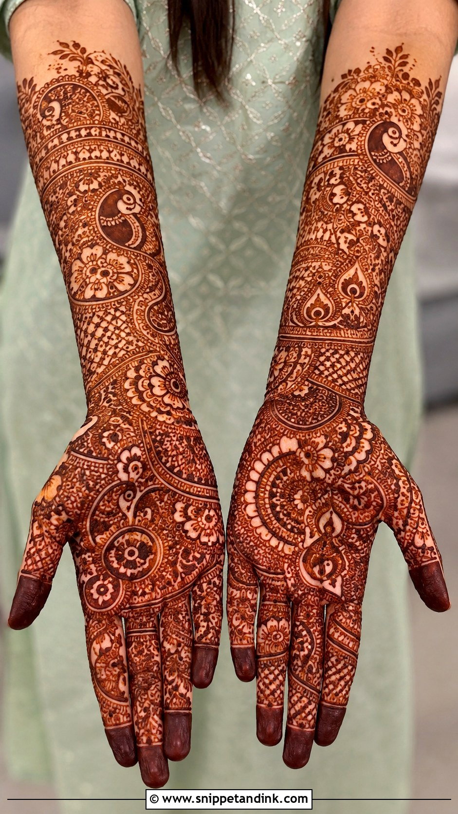 Heavy Front Hand Mehndi Design - Snippet and Ink - 35 Front Mehndi Designs