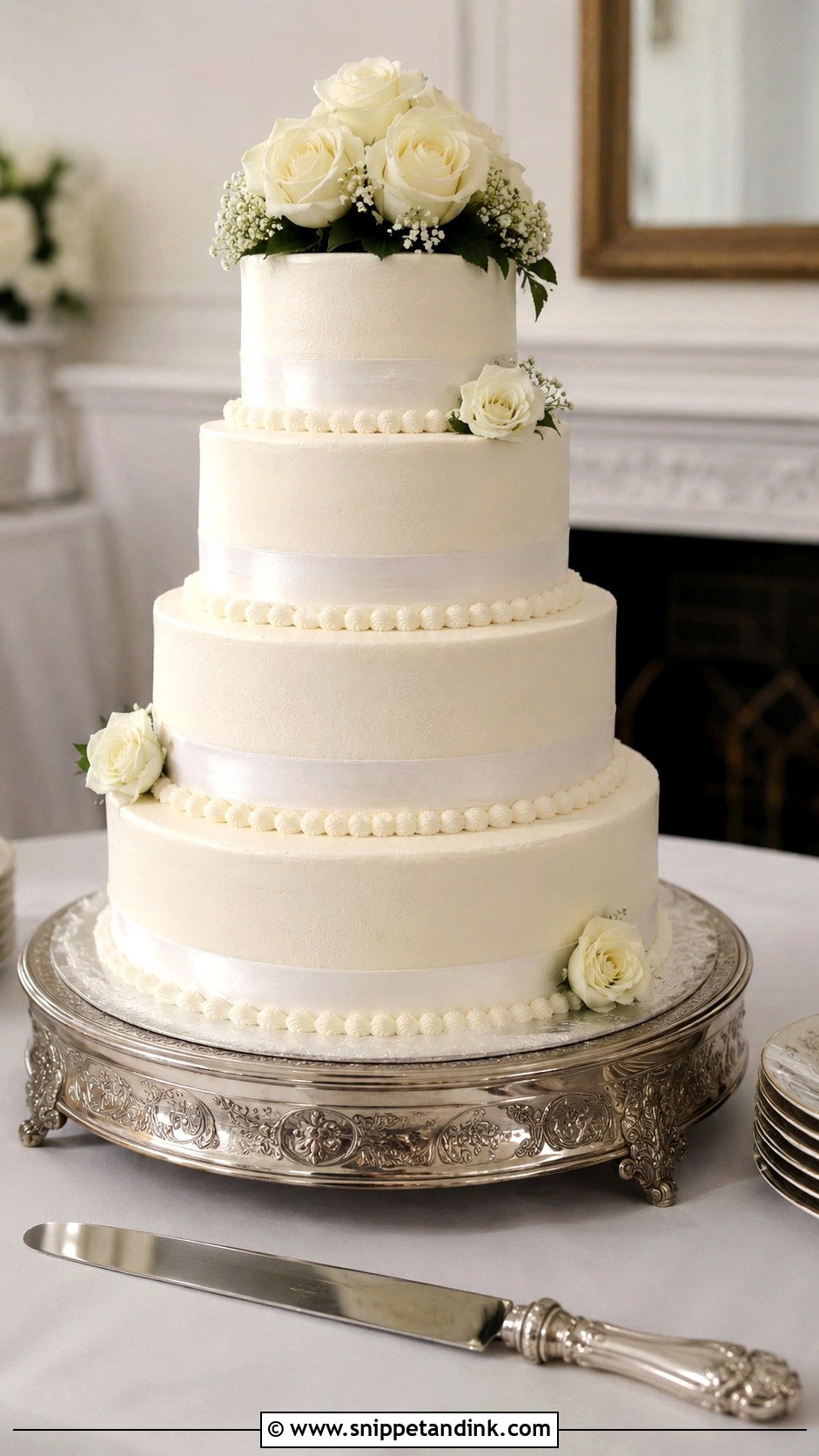 Heirloom Wedding Cake Knife With Traditional Wedding Cake - Snippet and Ink - 30 Wedding Cake Knife Decoration Ideas