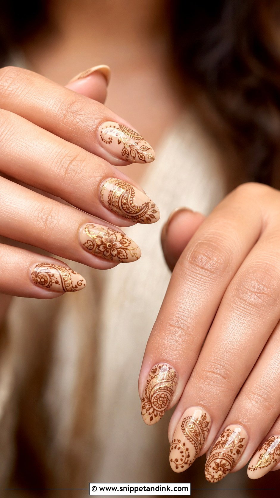 Henna Inspired Wedding Nails - Snippet and Ink - 20 Wedding Nails for Indian Bride