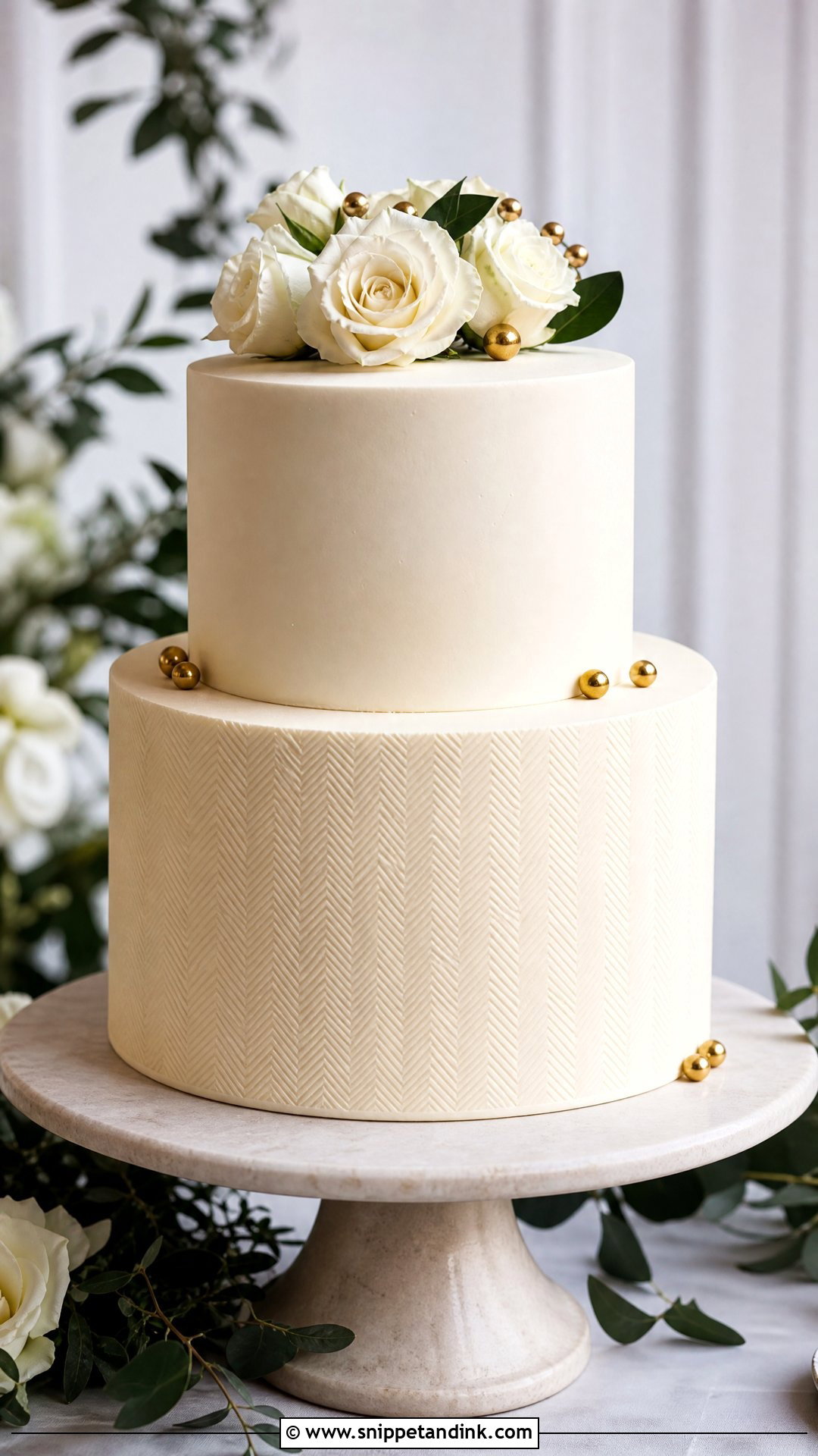 Herringbone Wedding Cake - Snippet and Ink - 20 Pattern Cake Ideas for Wedding