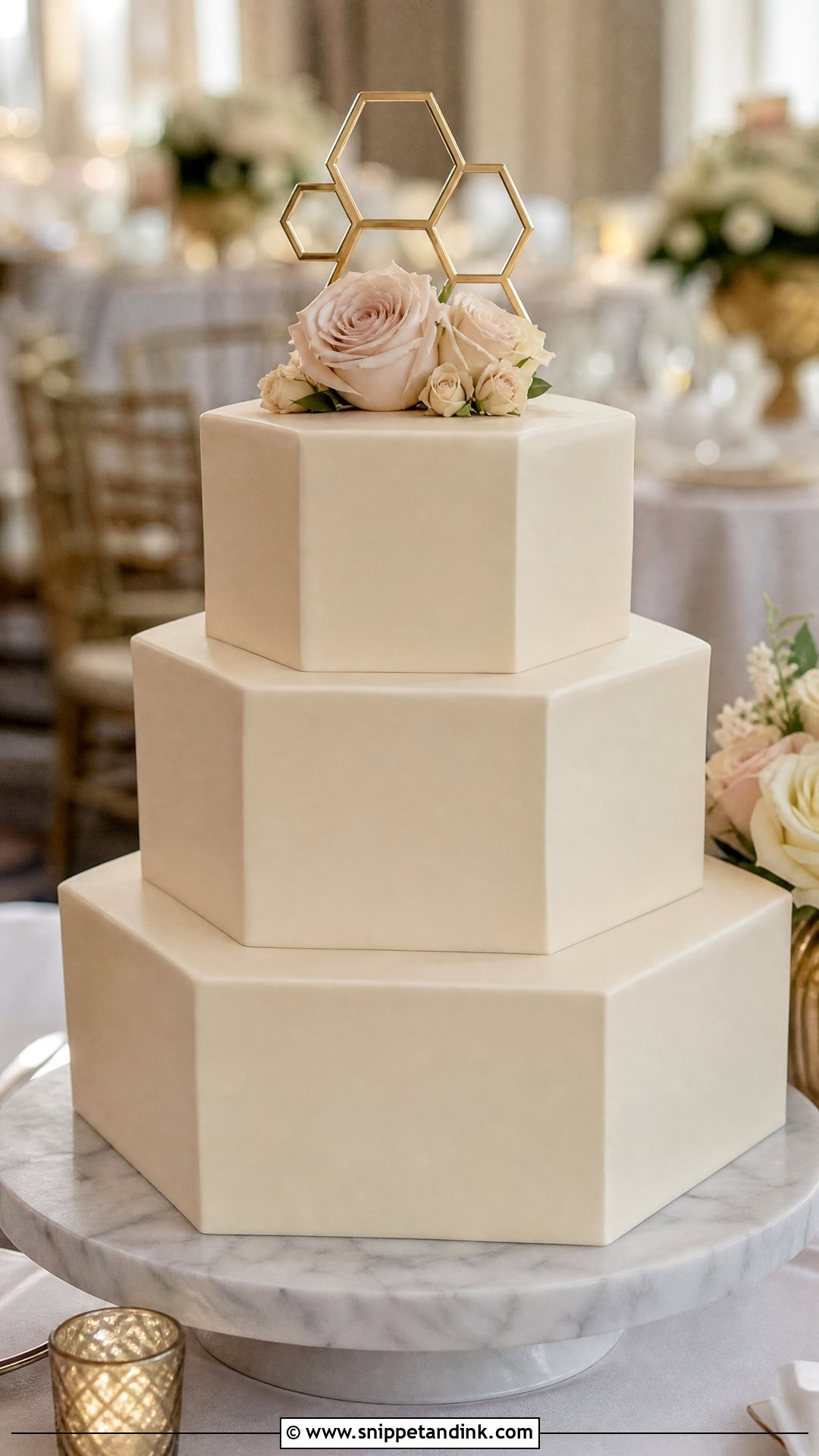 Hexagon Wedding Cake - Snippet and Ink - 25 Geometric Cake Ideas for Wedding