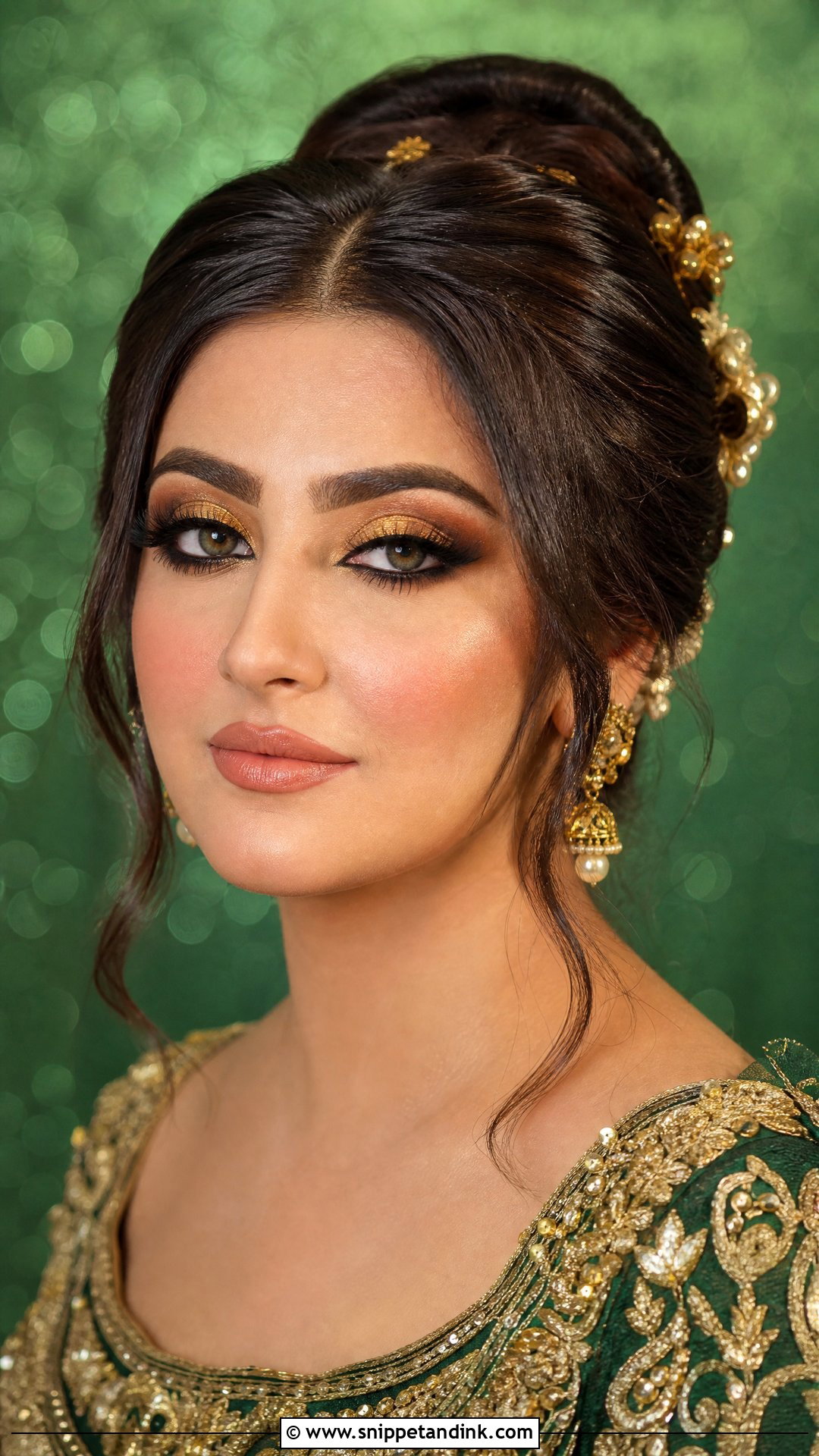 Hiba Bukhari Gold Eye Bridal Makeup Look - Snippet and Ink - 20 Hiba Bukhari Bridal Look Ideas