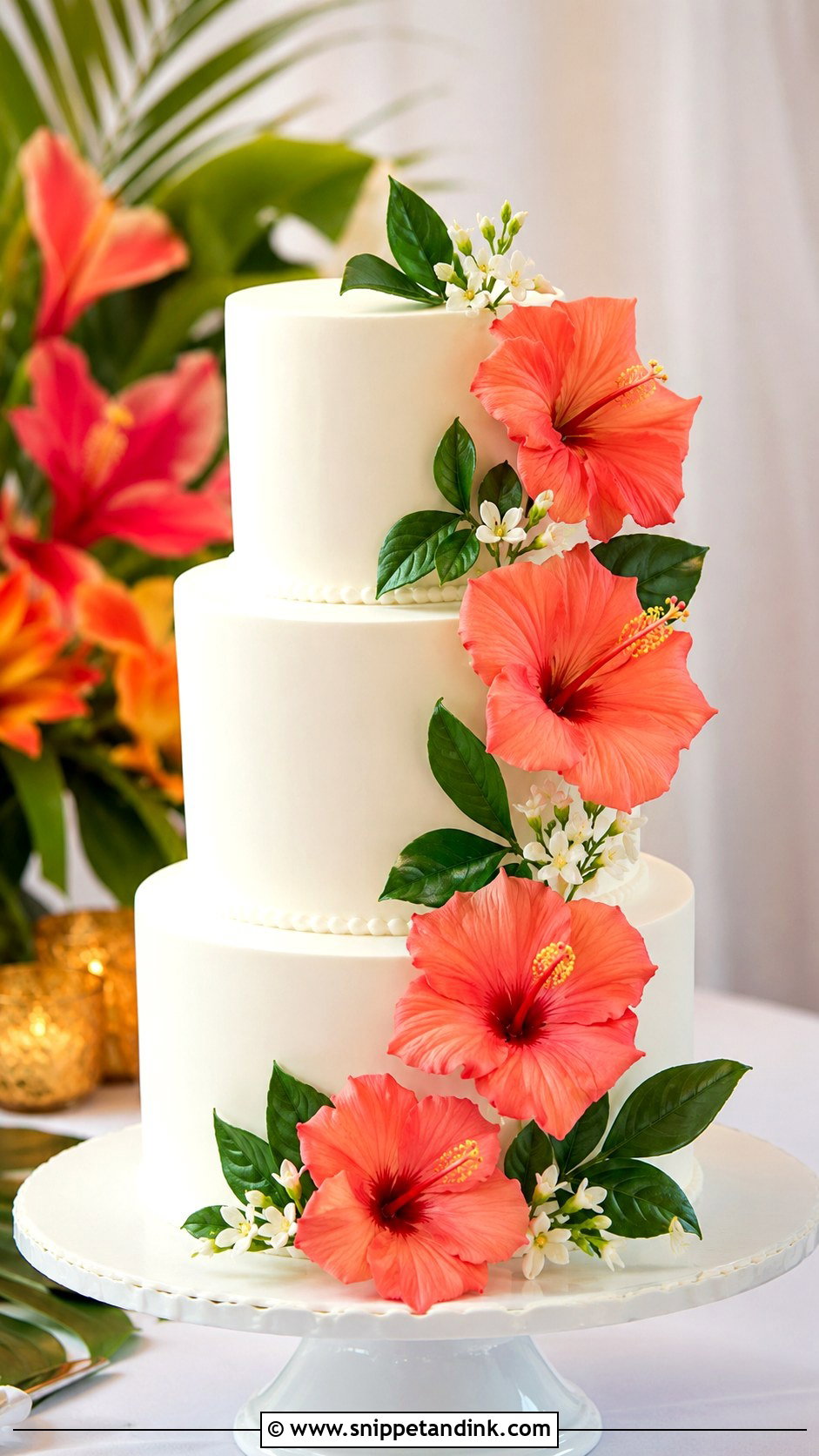 Hibiscus Wedding Cake - Snippet and Ink - 25 Flowers for Wedding Cake Ideas