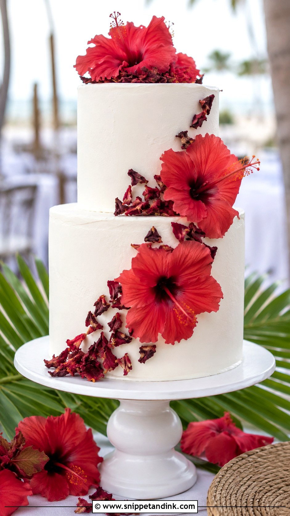 Hibiscus Wedding Cake - Snippet and Ink - 20 Edible Flowers on Cake Ideas for Wedding