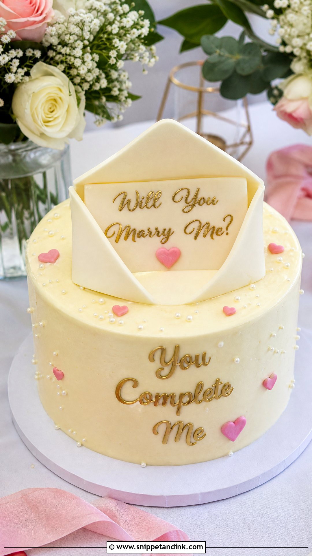 Hidden Message Proposal Cake - Snippet and Ink - 20 Proposal Cake Ideas