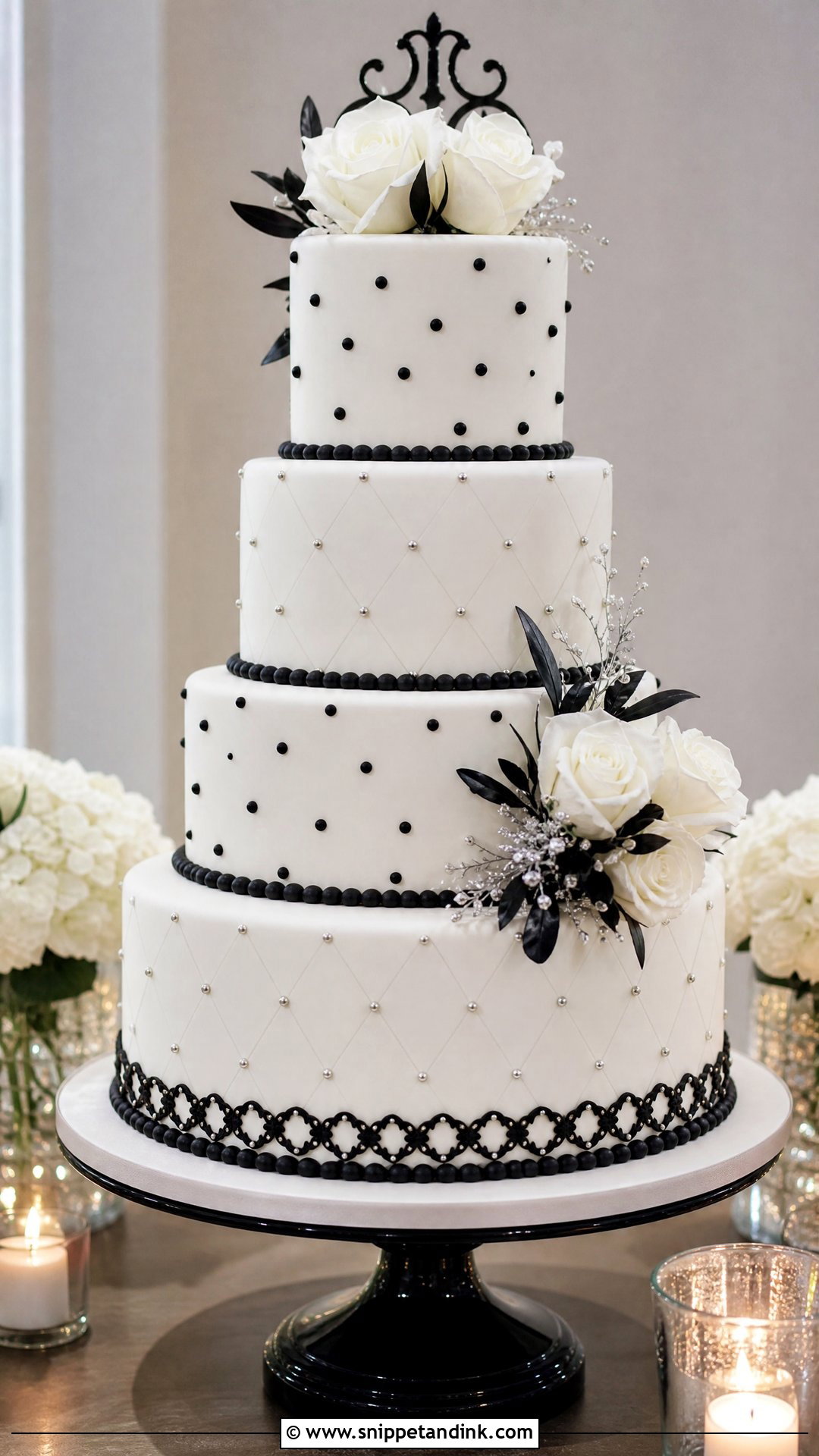 Hidden Mickey Black And White Wedding Cake - Snippet and Ink - 20 Hidden Mickey Wedding Cake Ideas
