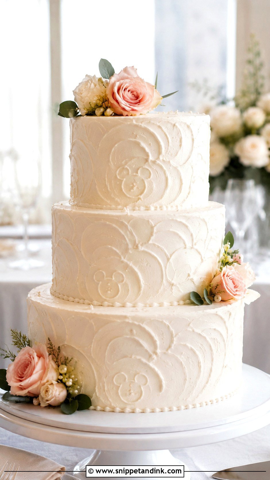 Hidden Mickey Buttercream Wedding Cake - Snippet and Ink - 20 Hidden Mickey Wedding Cake Ideas