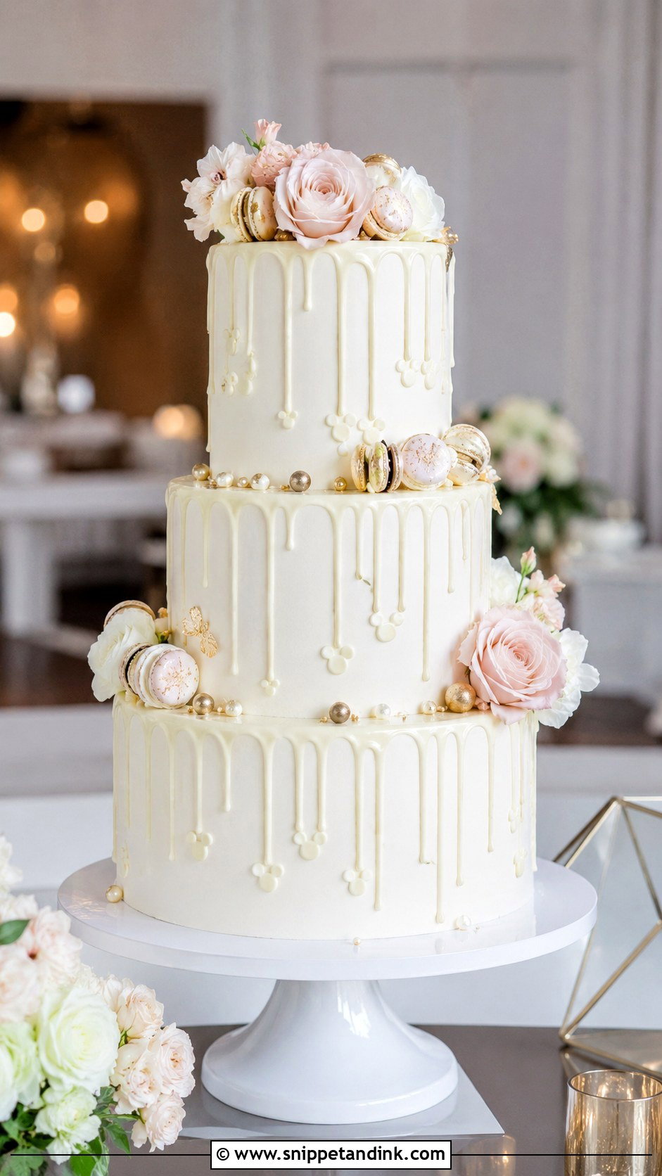 Hidden Mickey Drip Wedding Cake - Snippet and Ink - 20 Hidden Mickey Wedding Cake Ideas