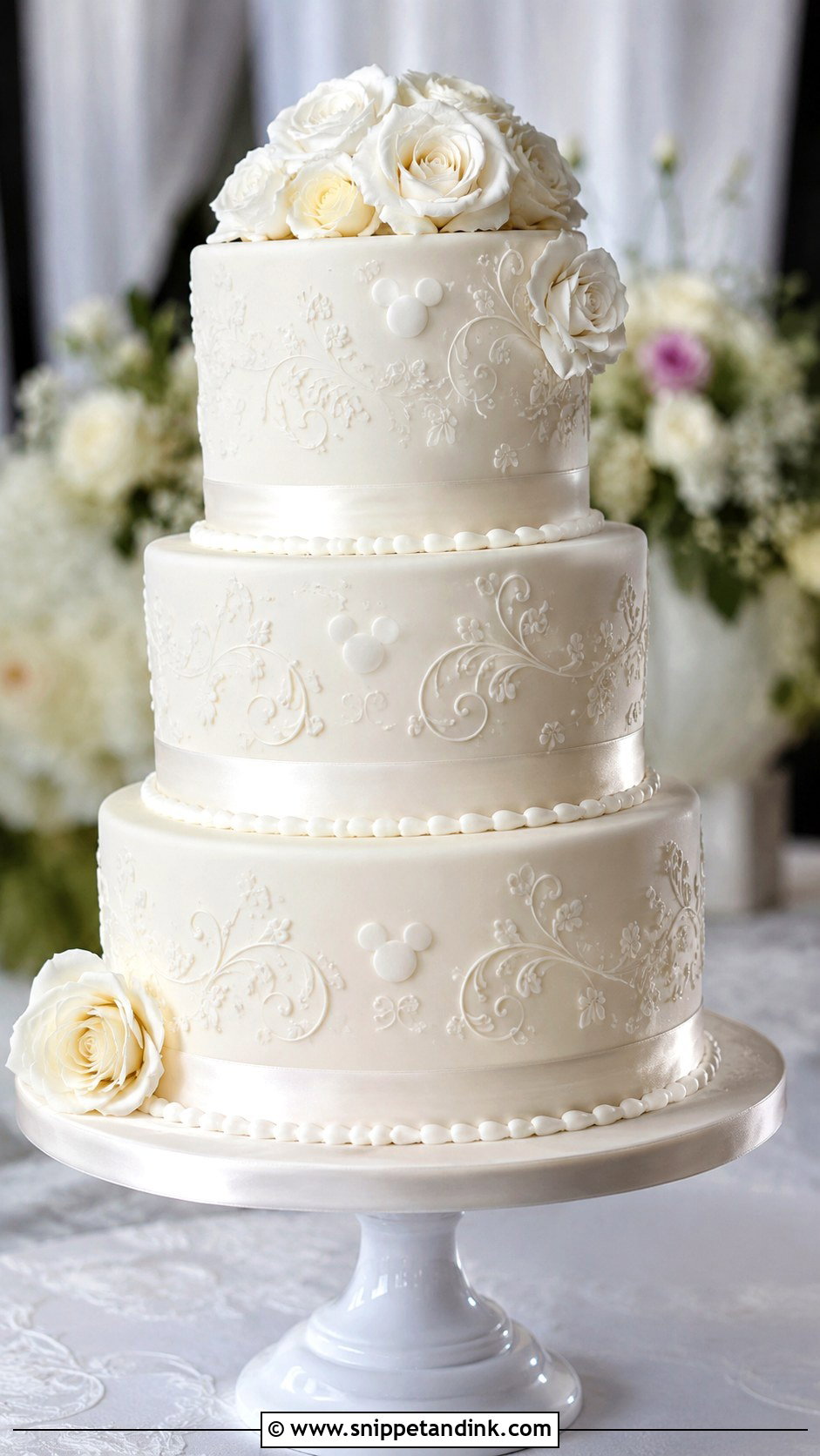 Hidden Mickey Fondant Wedding Cake - Snippet and Ink - 20 Hidden Mickey Wedding Cake Ideas