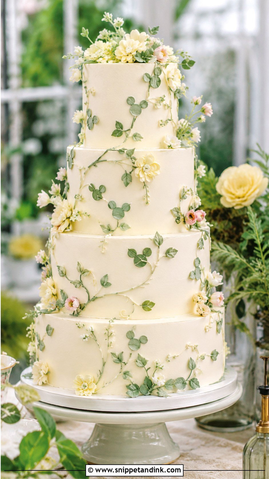 Hidden Mickey Garden Wedding Cake - Snippet and Ink - 20 Hidden Mickey Wedding Cake Ideas