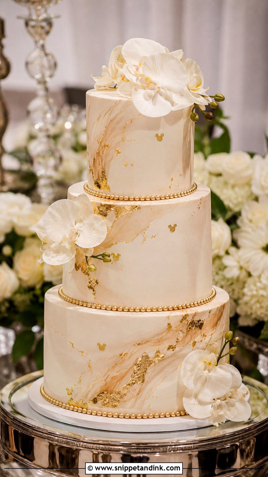 Hidden Mickey Gold Wedding Cake - Snippet and Ink - 20 Hidden Mickey Wedding Cake Ideas