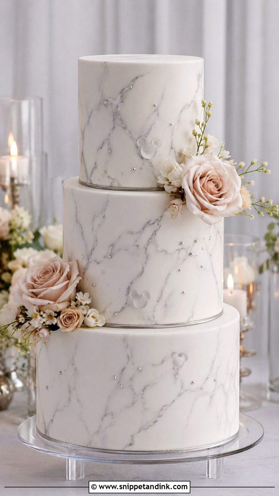 Hidden Mickey Marble Wedding Cake - Snippet and Ink - 20 Hidden Mickey Wedding Cake Ideas
