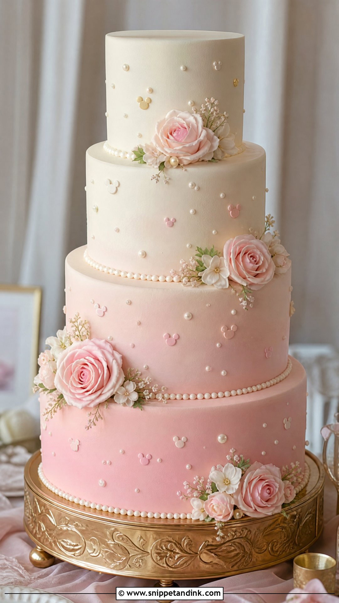 Hidden Mickey Ombre Wedding Cake - Snippet and Ink - 20 Hidden Mickey Wedding Cake Ideas