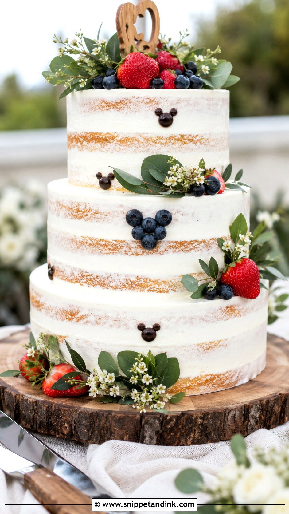 Hidden Mickey Rustic Wedding Cake - Snippet and Ink - 20 Hidden Mickey Wedding Cake Ideas