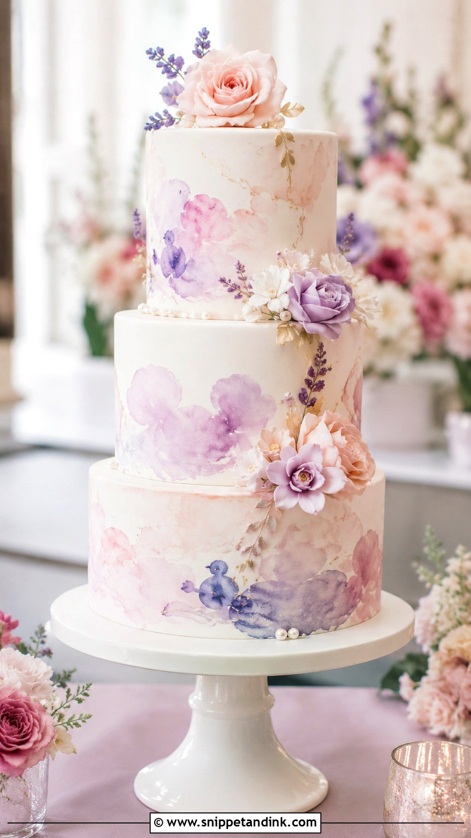 Hidden Mickey Watercolor Wedding Cake - Snippet and Ink - 20 Hidden Mickey Wedding Cake Ideas