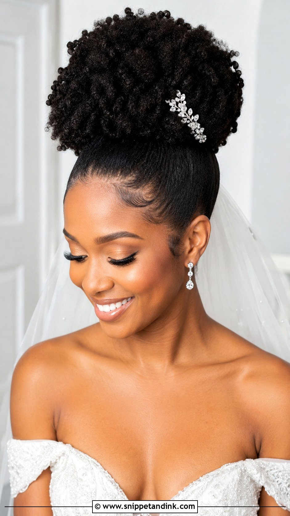 High Afro Puff - Snippet and Ink - 25 Afro Wedding Hairstyles