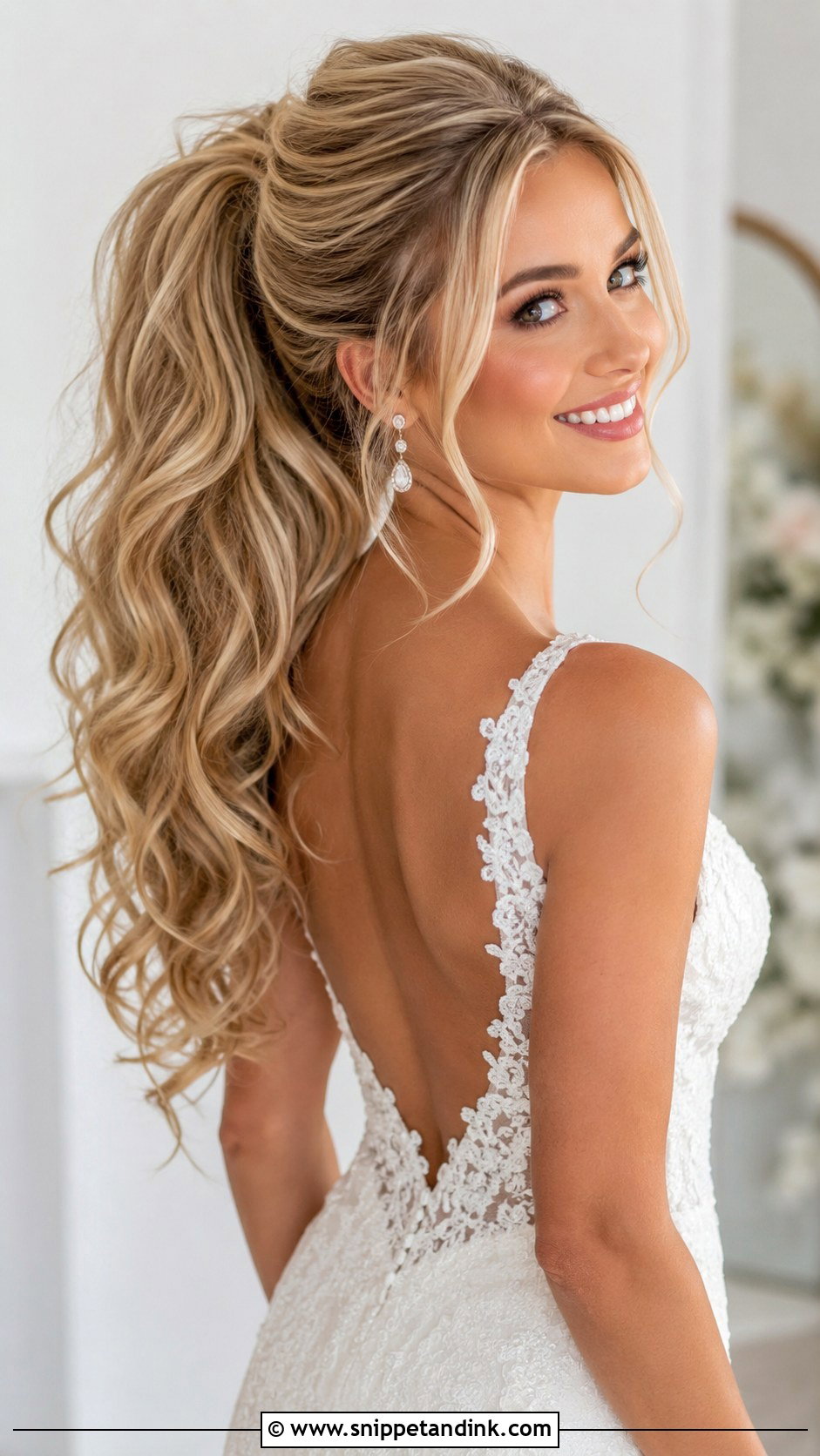 High Bouncy Bridal Ponytail - Snippet and Ink - 30 Bridal Ponytail Hairstyles
