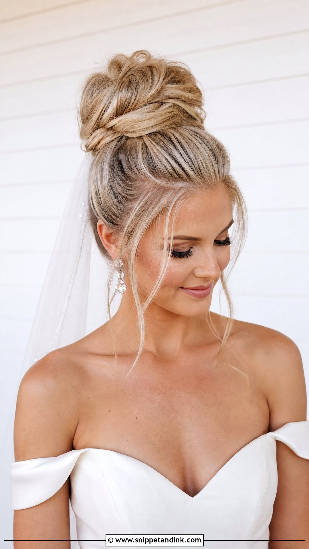High Bridal Bun - Snippet and Ink - 15 Bridal Hair Bun Style Ideas