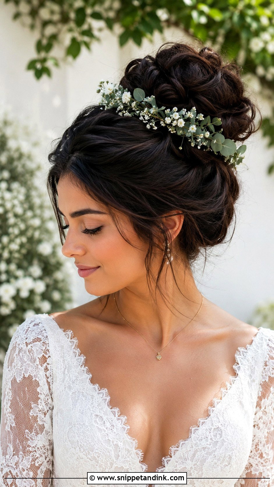 High Bridal Bun With Flowers - Snippet and Ink - 15 High Bridal Bun Ideas
