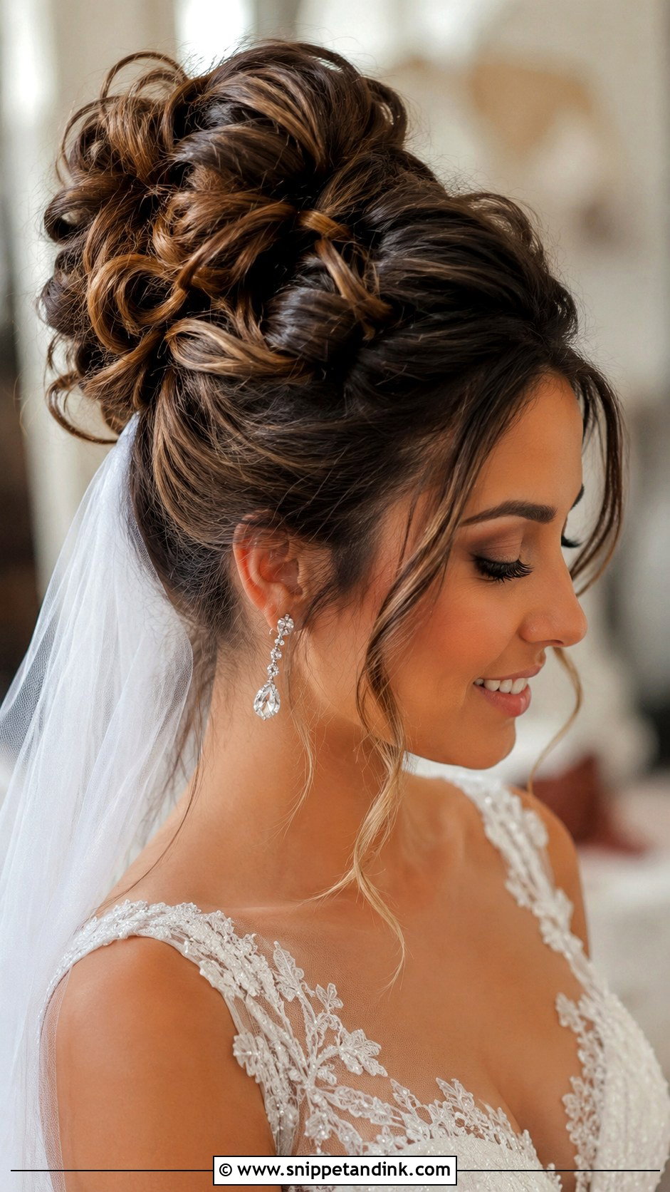 High Bridal Bun With Pearl Pins - Snippet and Ink - 15 High Bridal Bun Ideas