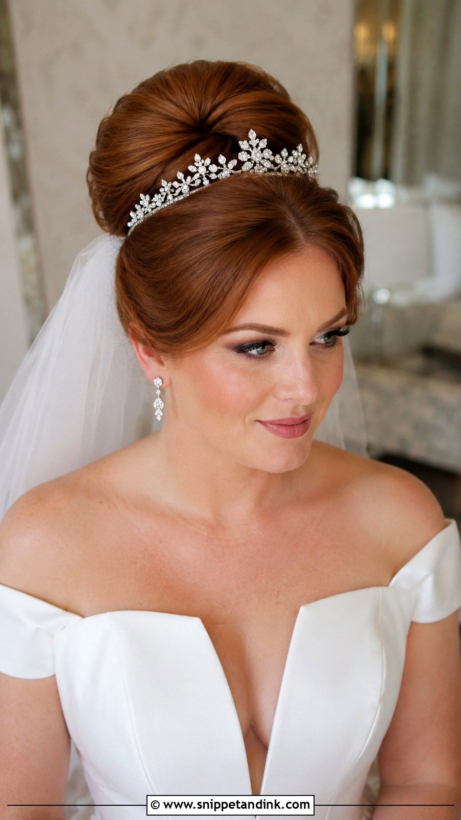 High Bridal Bun With Tiara - Snippet and Ink - 15 High Bridal Bun Ideas