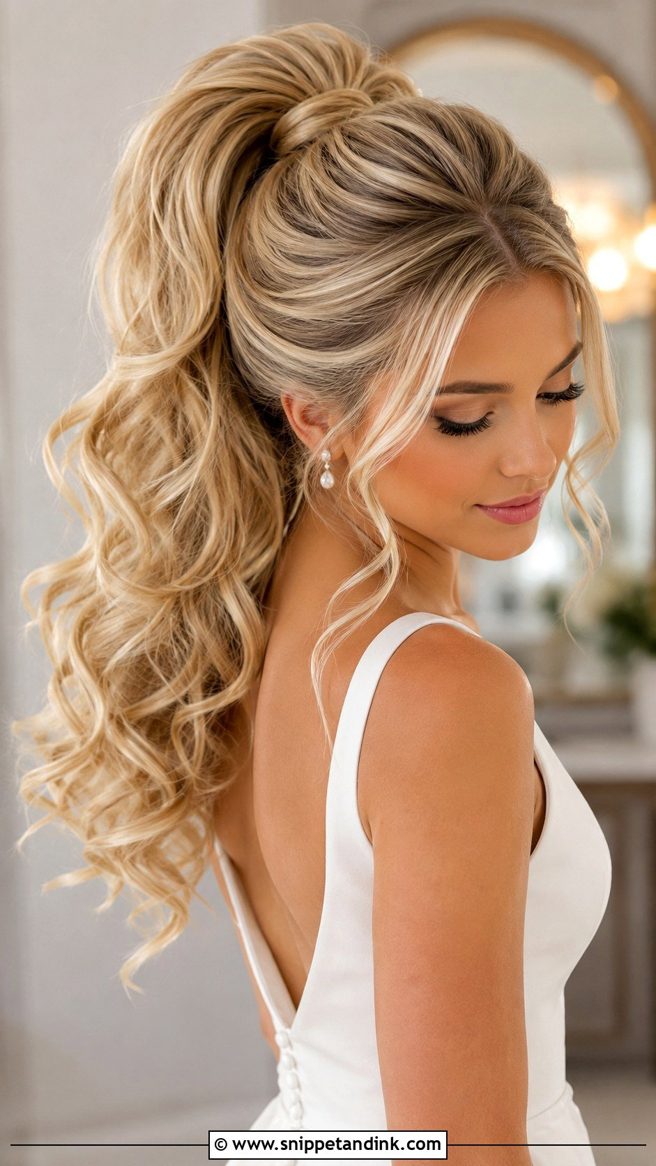 High Bridal Ponytail With Curls - Snippet and Ink - 20 Bridal Hair Pony Ideas