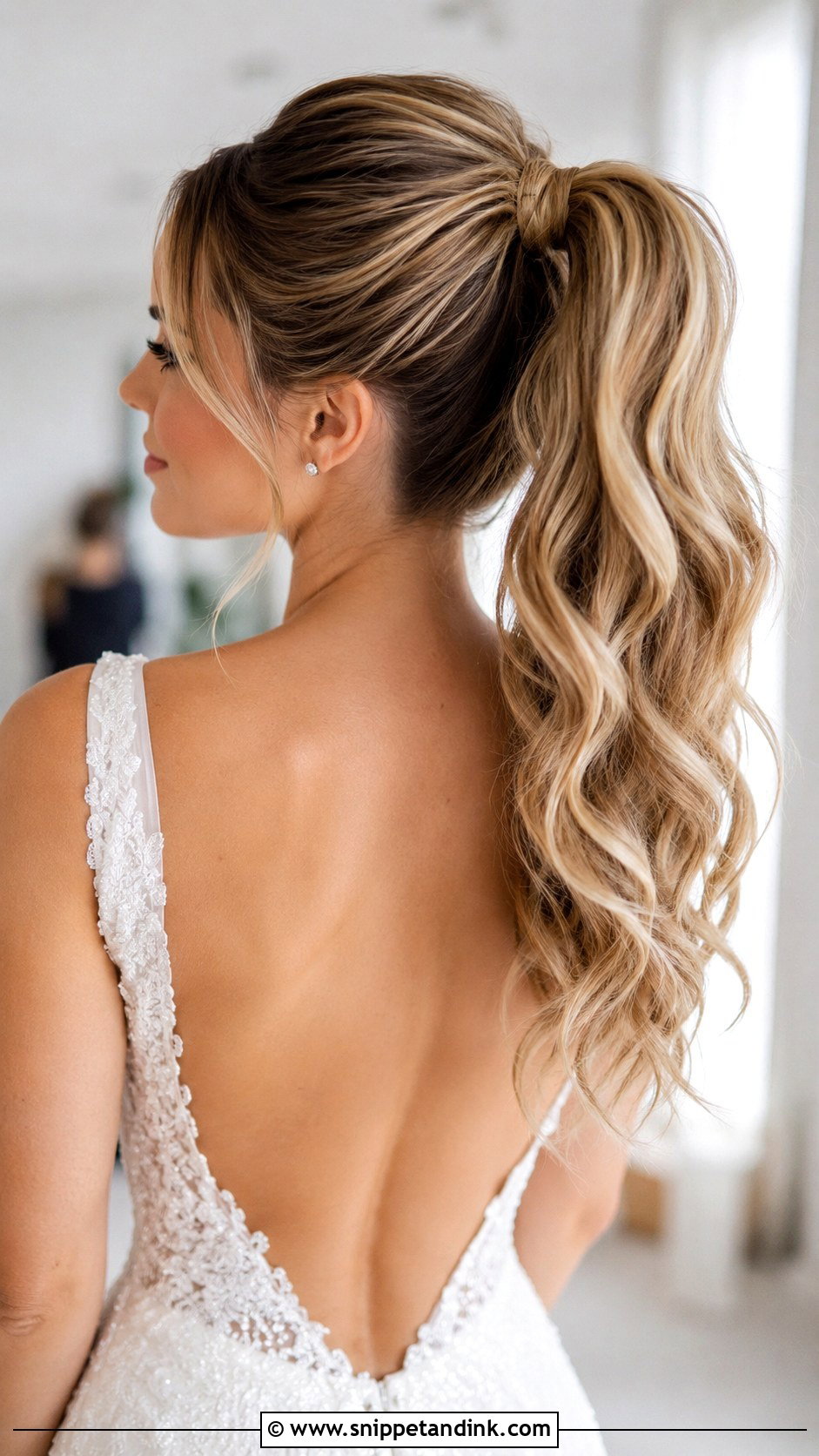 High Bridal Ponytail for Long Hair - Snippet and Ink - 30 Wedding Hair Styles for Long Hair