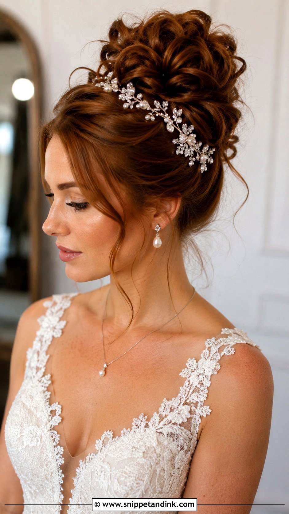 High Bridal Updo With Hair Vine - Snippet and Ink - 20 High Bridal Hair Updo Ideas
