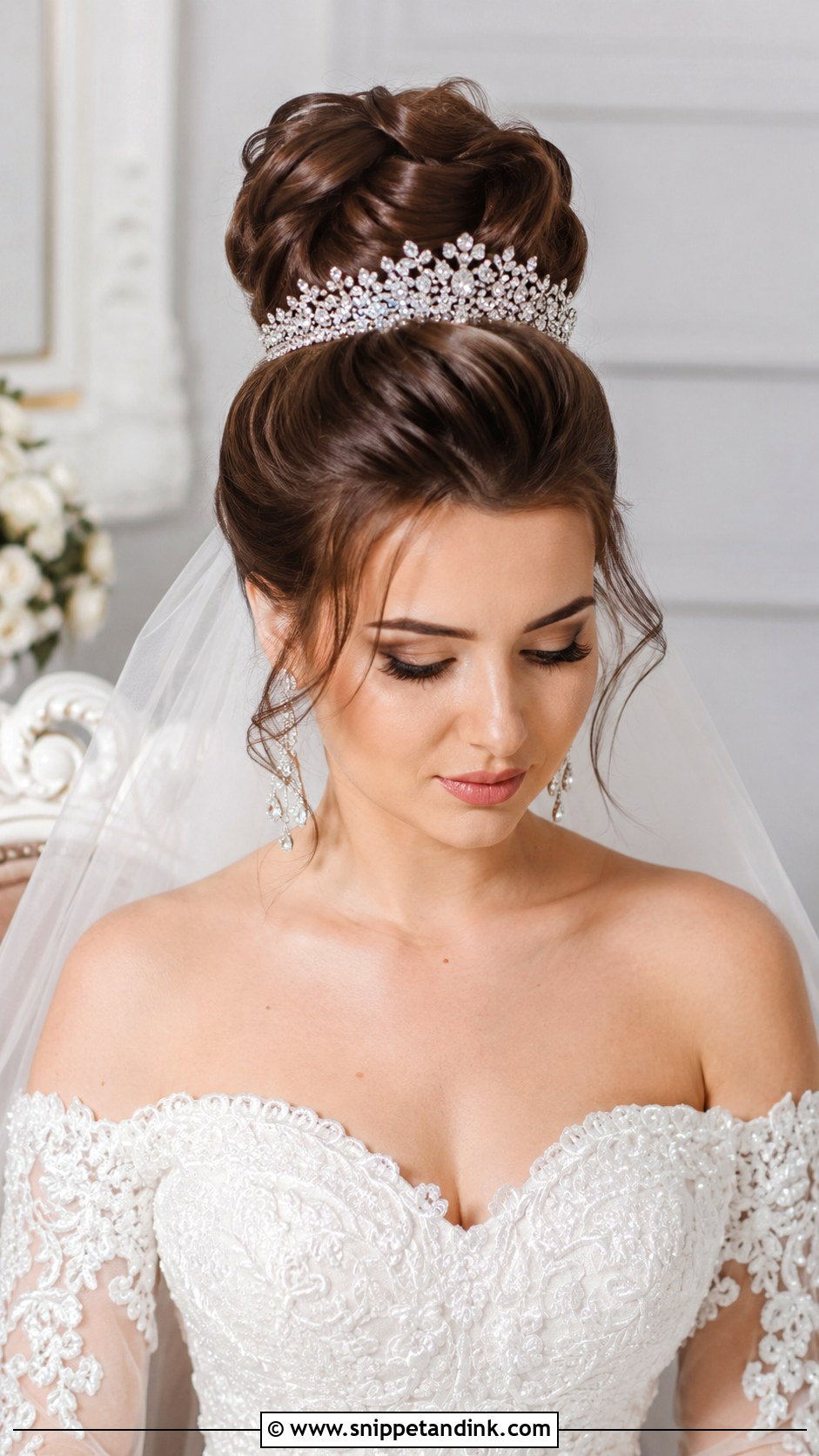 High Bridal Updo With Tiara - Snippet and Ink - 20 High Bridal Hair Updo Ideas