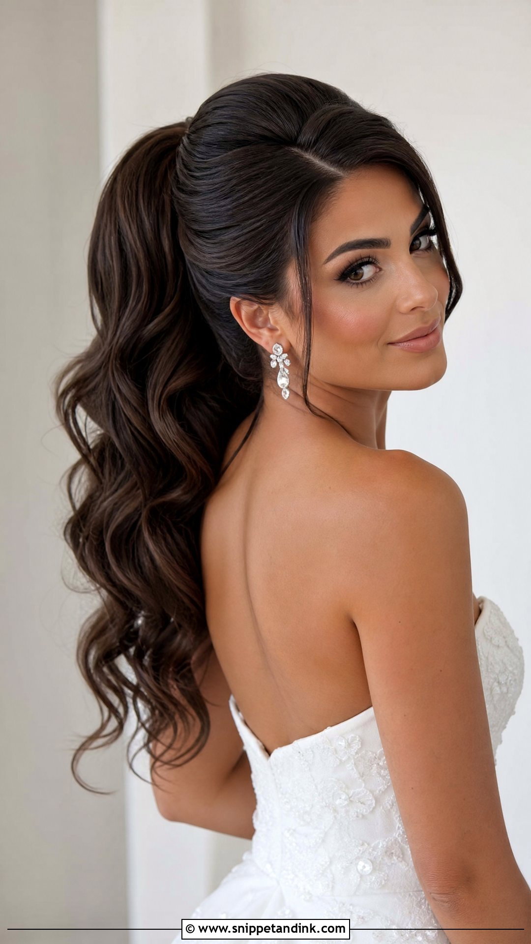 High Brunette Bridal Ponytail - Snippet and Ink - 15 Brunette Bridal Ponytail Hairstyles