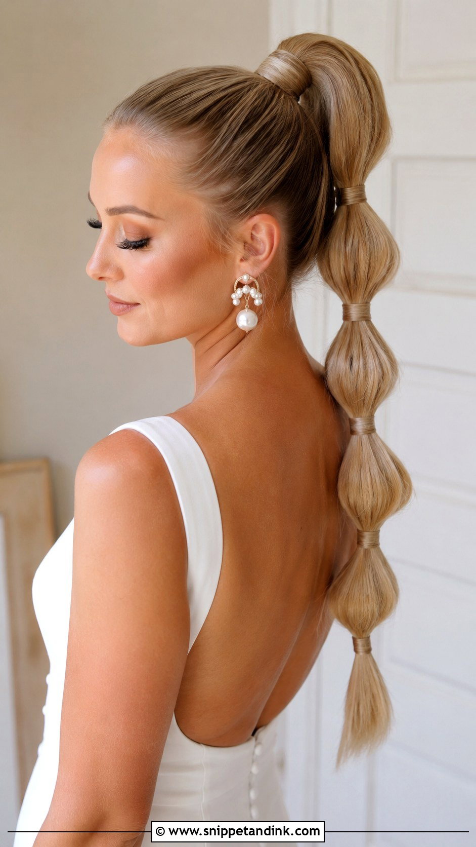 High Bubble Braid Wedding Ponytail - Snippet and Ink - 20 Bubble Braid Wedding Hair Ideas