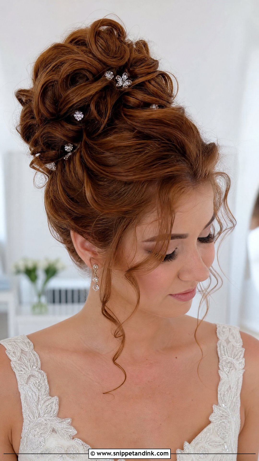 High Bun Bridal Curls - Snippet and Ink - 15 Bridal Curls Hairstyles