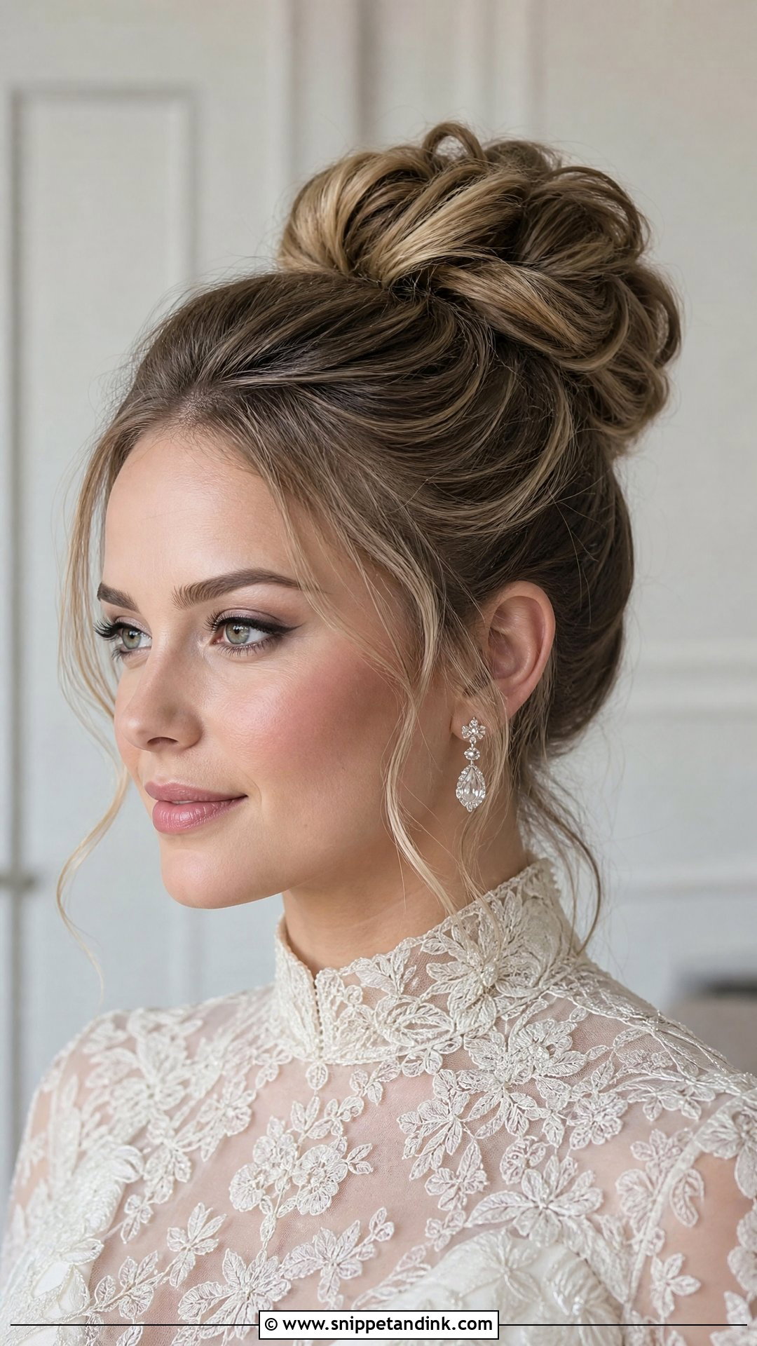 High Bun Bridal Hair For Round Face - Snippet and Ink - 15 Bridal Hair for Round Face Brides