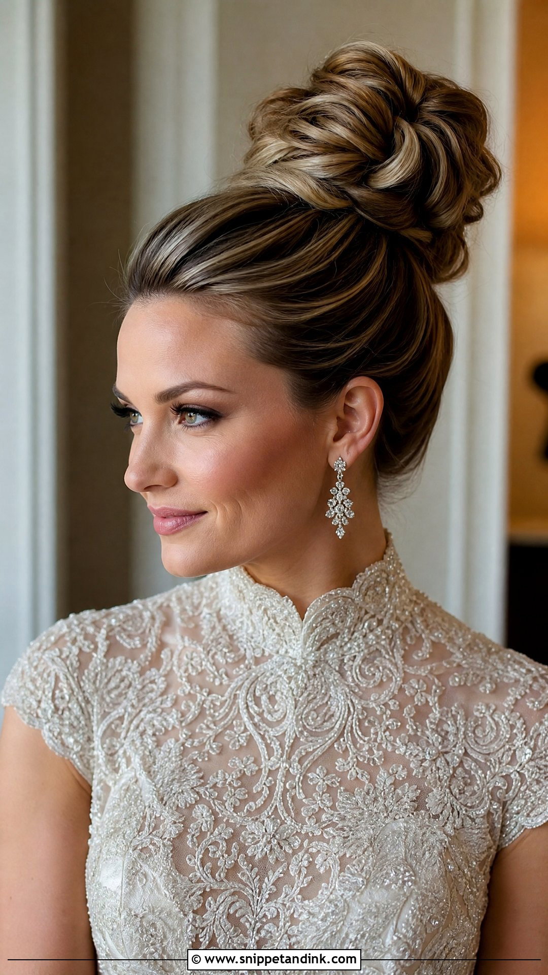 High Bun Bridal Hairstyle - Snippet and Ink - 20 Shoulder Length Bridal Hairstyles