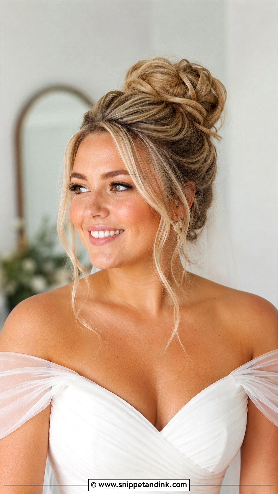 High Bun Bridal Hairstyle For Round Face - Snippet and Ink - 20 Bridal Hairstyles for Round Face Brides