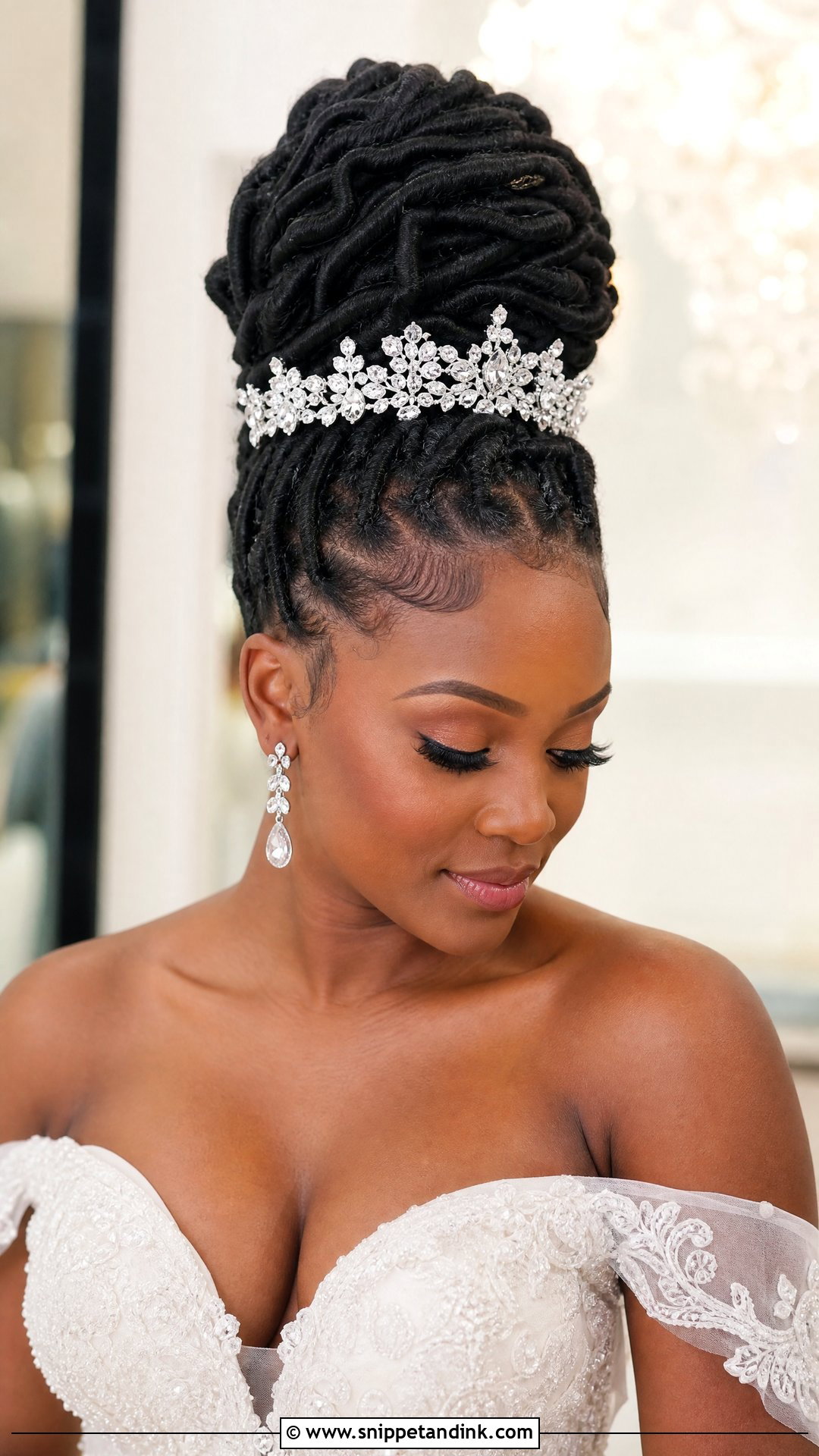 High Bun Bridal Locs - Snippet and Ink - 20 Loc Wedding Hairstyles