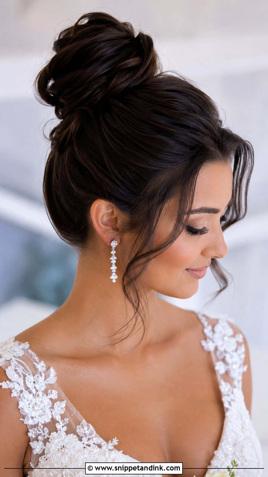 High Bun Bridal Updo - Snippet and Ink - 25 Bride Hairstyles for Long Hair