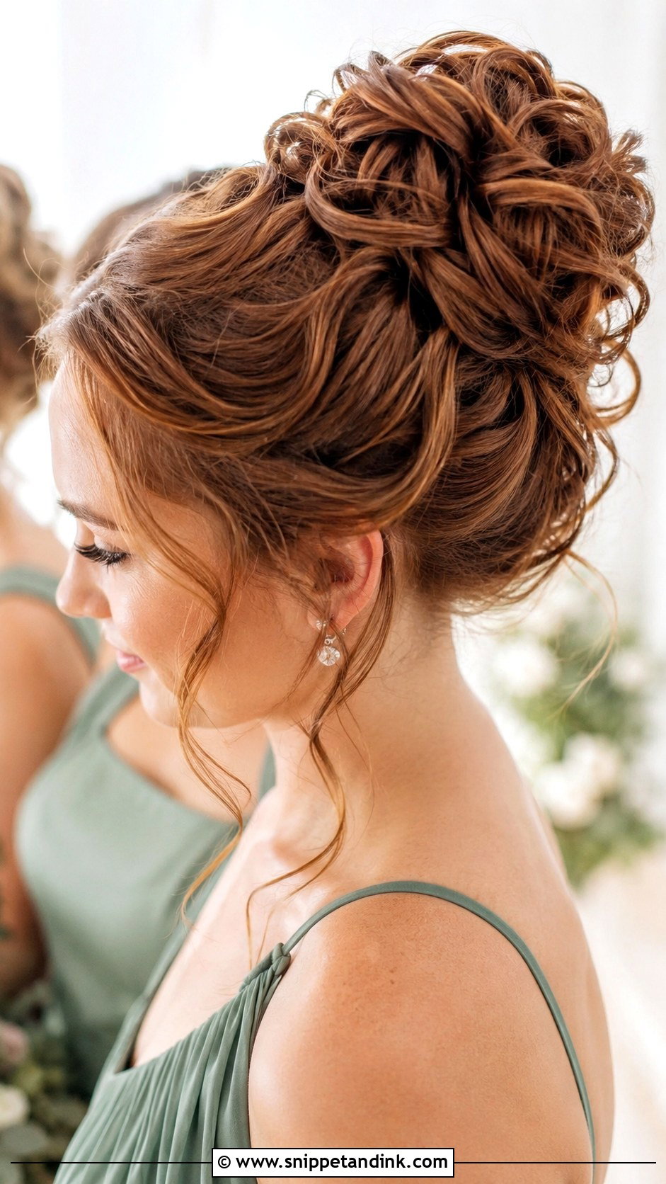 High Bun Bridesmaid Hair With Loose Curls - Snippet and Ink - 20 High Bun Bridesmaid Hair Ideas