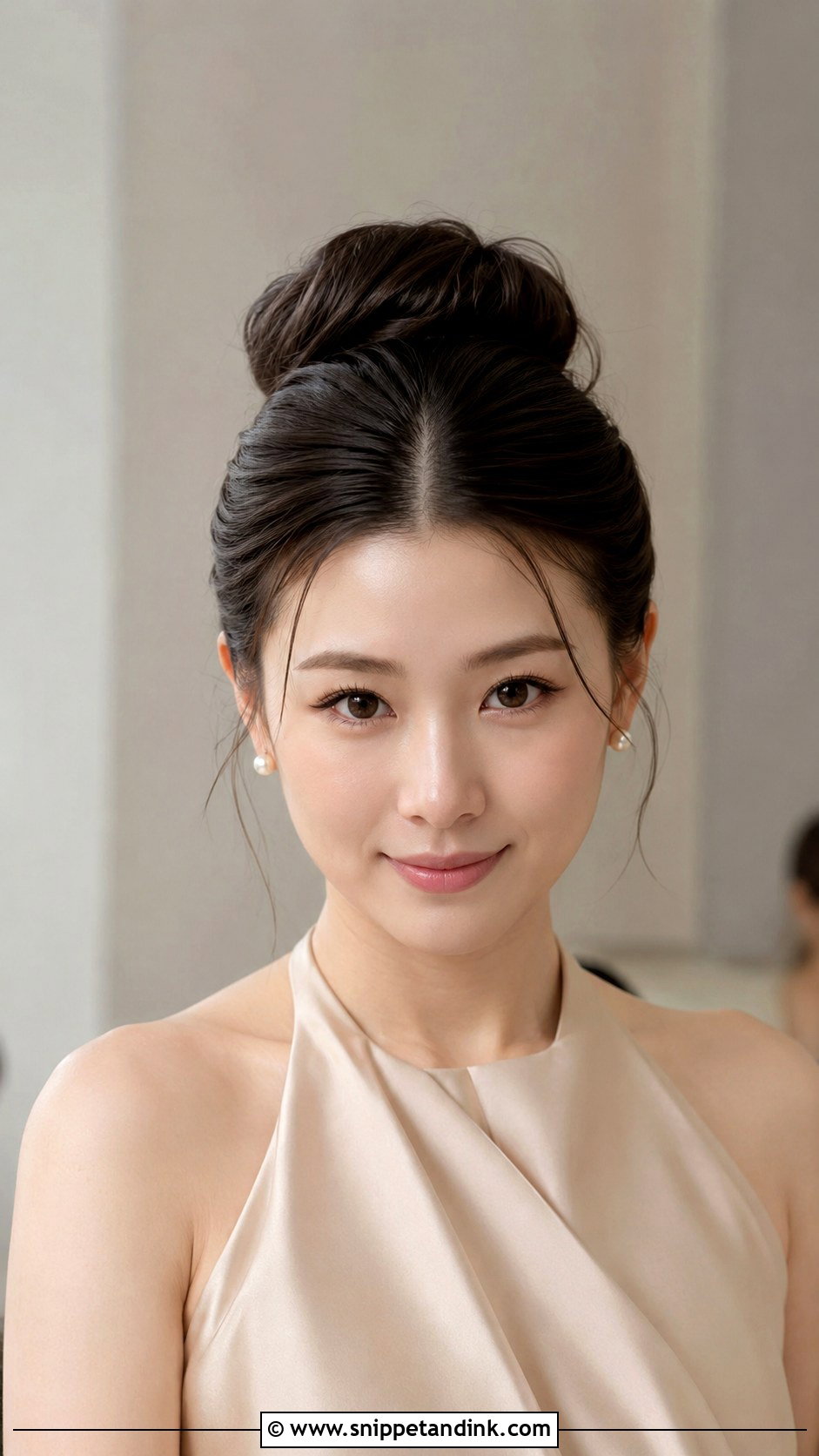 High Bun Bridesmaid Hair With Middle Part - Snippet and Ink - 20 High Bun Bridesmaid Hair Ideas