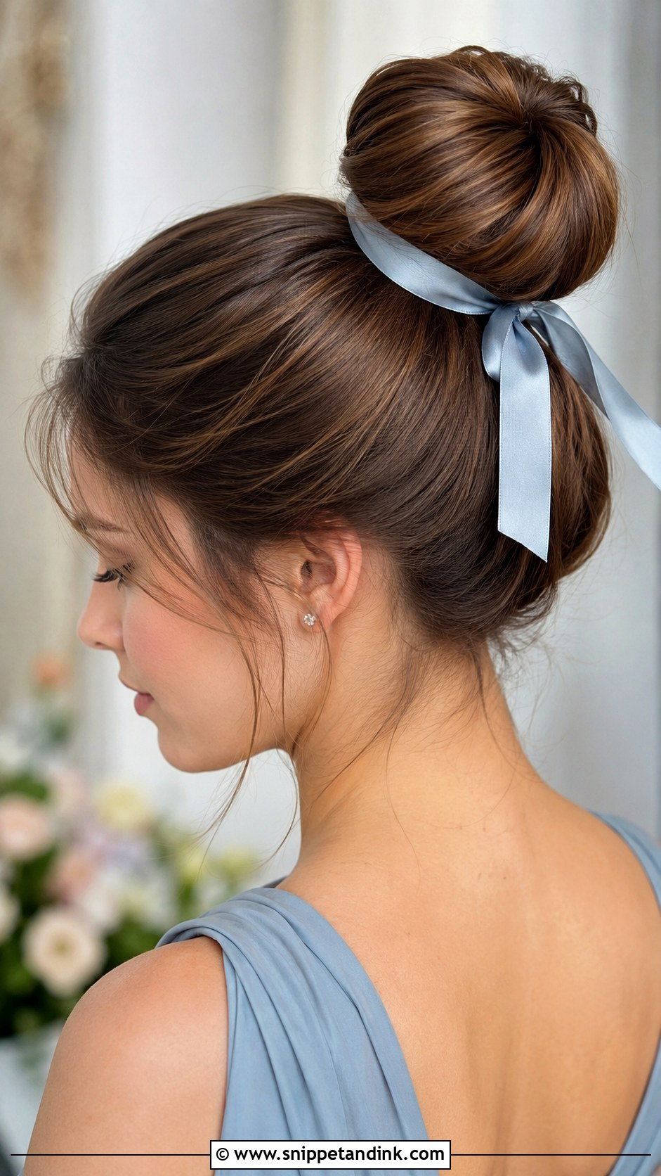 High Bun Bridesmaid Hair With Ribbon - Snippet and Ink - 20 High Bun Bridesmaid Hair Ideas