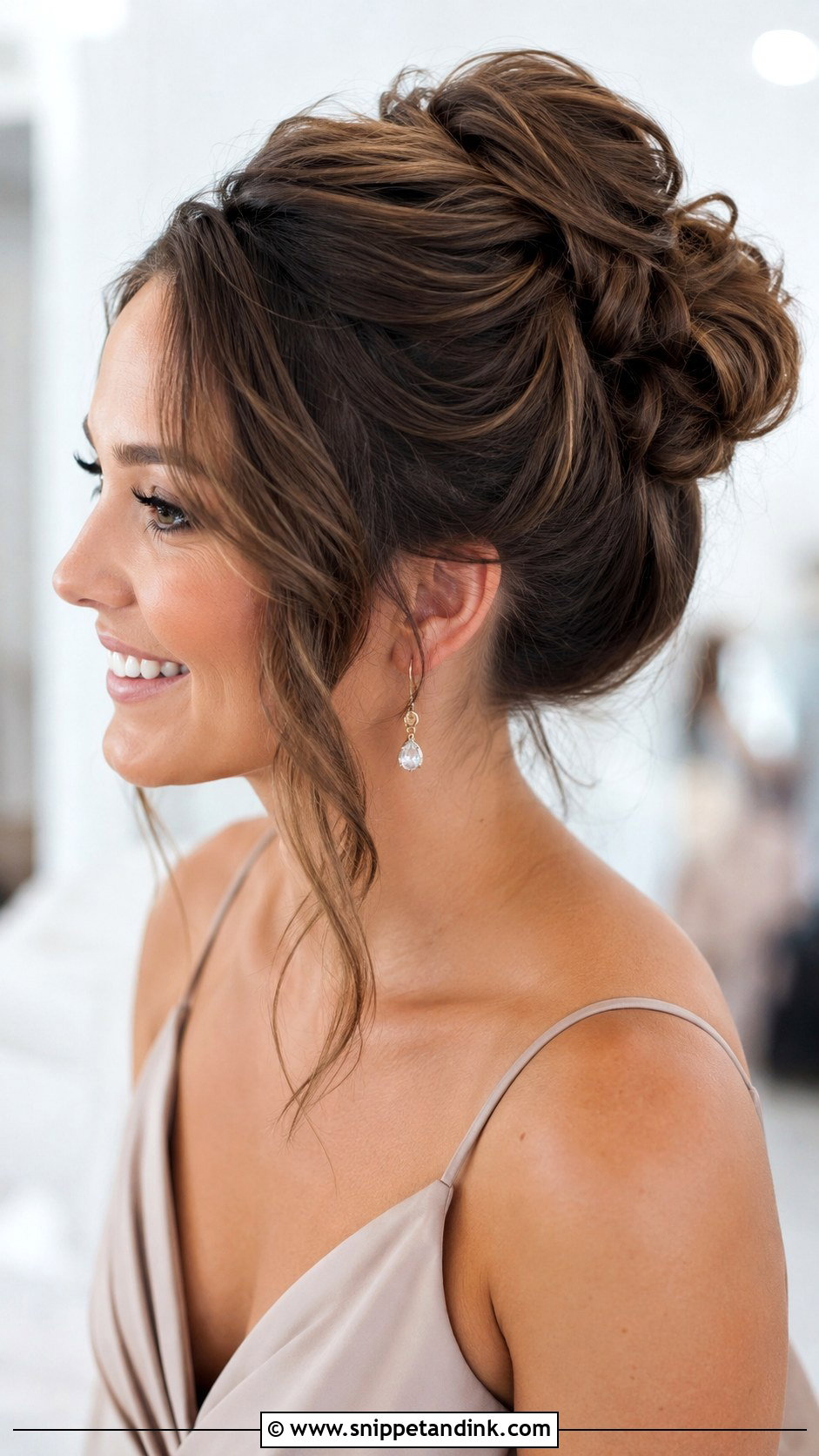 High Bun Bridesmaid Hair With Soft Waves - Snippet and Ink - 20 High Bun Bridesmaid Hair Ideas