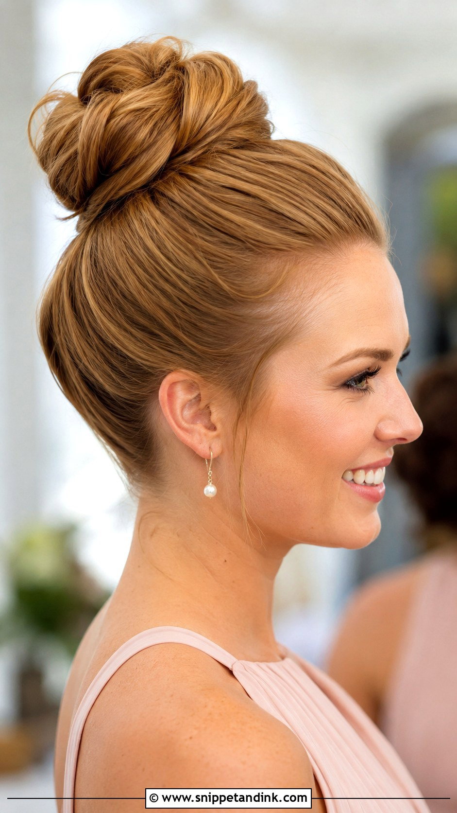 High Bun Bridesmaid Updo - Snippet and Ink - 20 Updo Hairstyles for Wedding Bridesmaid