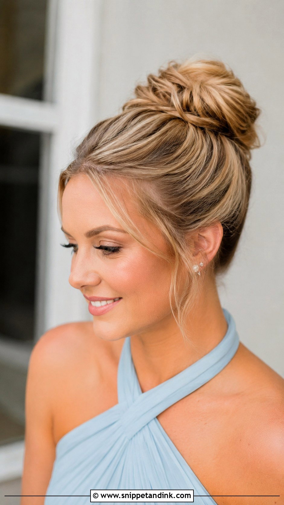 High Bun Bridesmaid Updo - Snippet and Ink - 20 Up Do for Bridesmaid Ideas