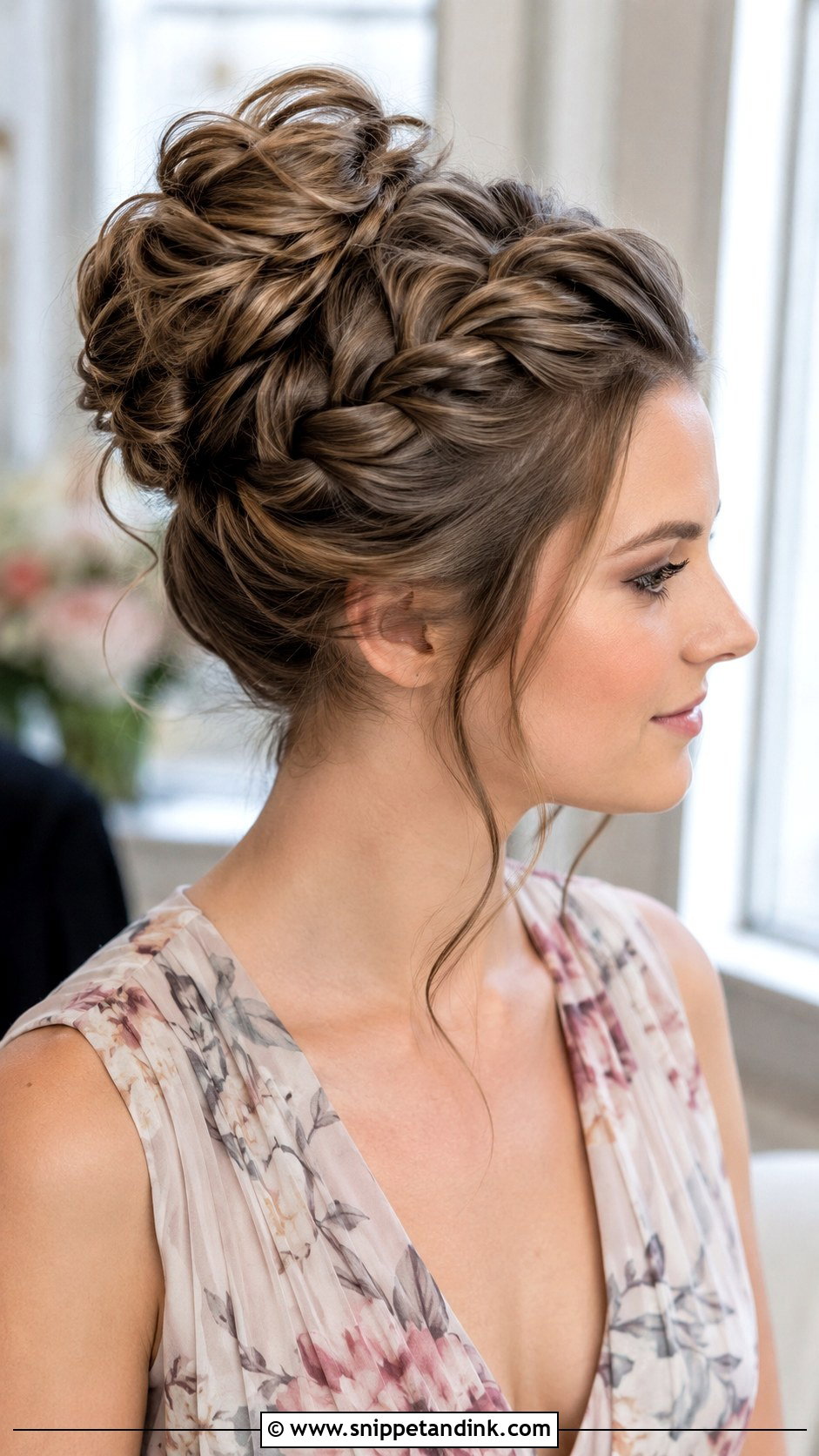 High Bun Bridesmaid Updo With Braid Crown - Snippet and Ink - 20 Bridesmaid Hairstyles Updo High Bun