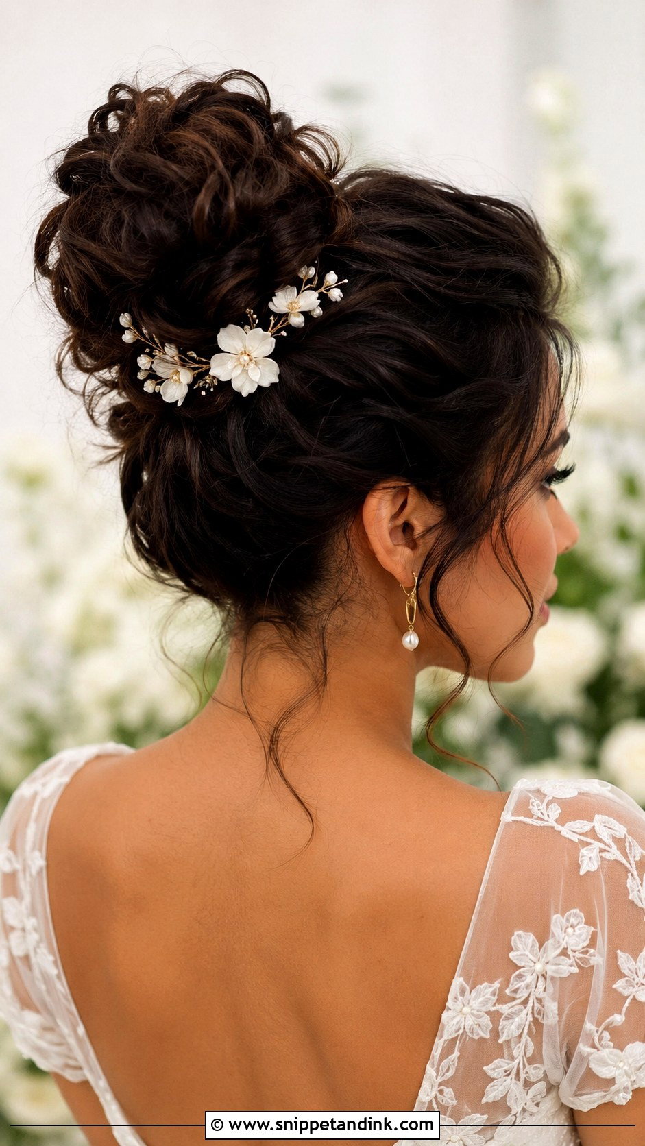 High Bun Bridesmaid Updo With Floral Pins - Snippet and Ink - 20 Bridesmaid Hairstyles Updo High Bun