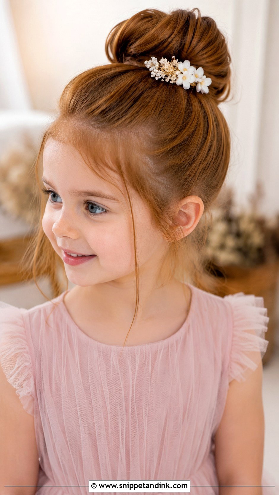 High Bun For Kids Wedding - Snippet and Ink - 20 Hairstyles for Kids for Weddings