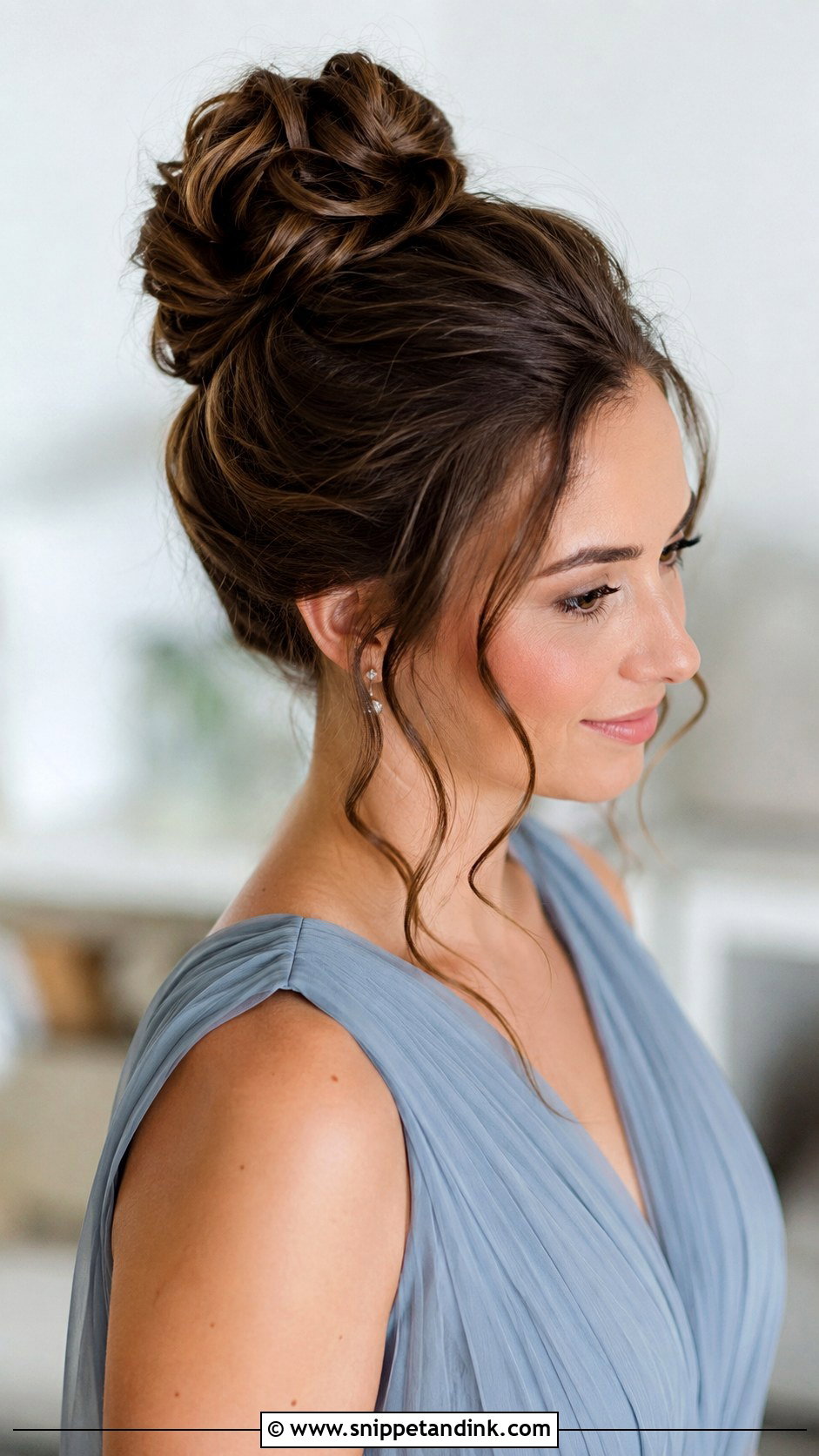 High Bun For Medium Hair Bridesmaid Hairstyle - Snippet and Ink - 20 Bridesmaid Hairstyles High Bun